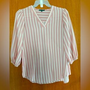 Adrianna Papell V neck Oversized Blouse, M, P2P:22”